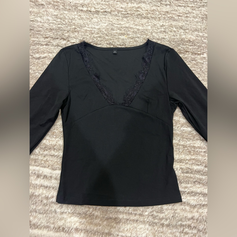 Black Lace V-Neck Top
